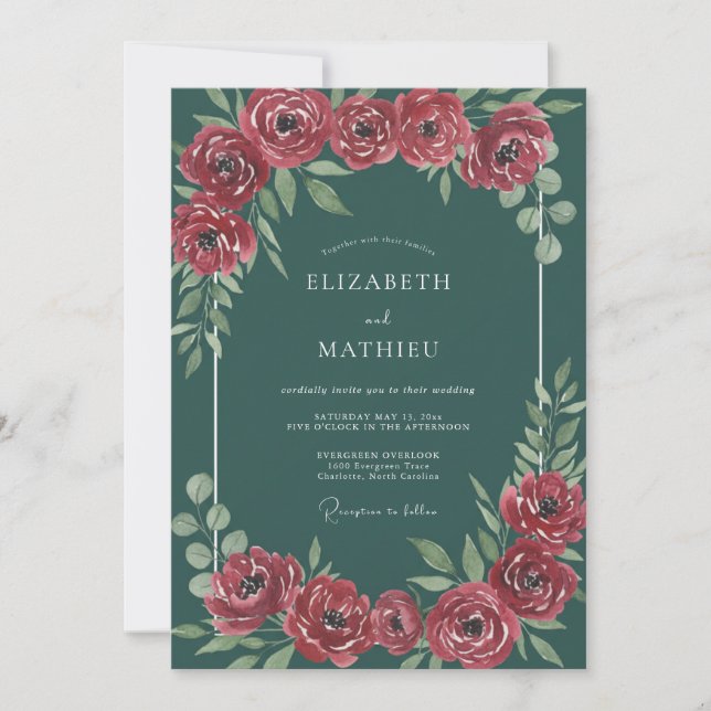 Invitación Boda Pintada de Pizarra Carmesí (Anverso)