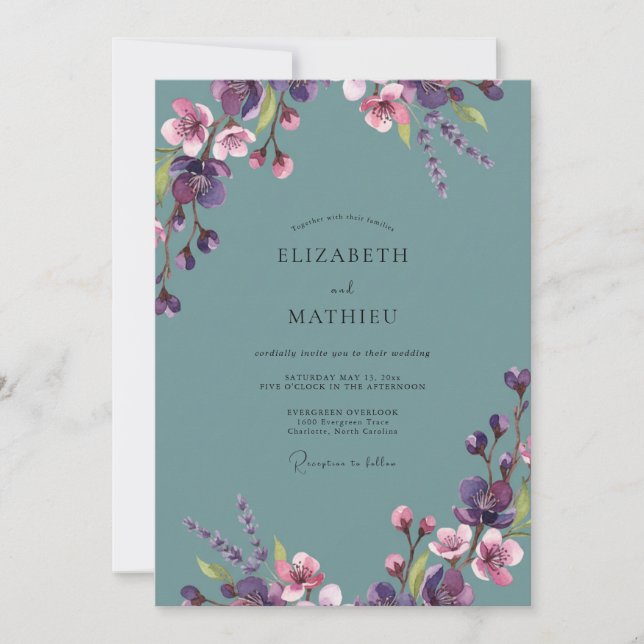 Invitación Boda Pintada de Pizarra Ciruela (Anverso)