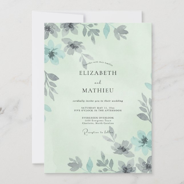 Invitación Boda Pintada de Pizarra Menta (Anverso)