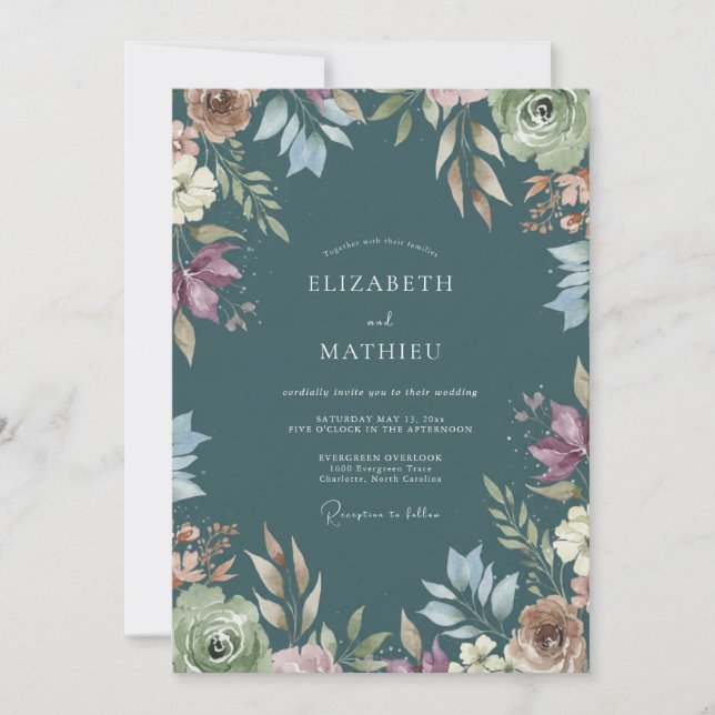 Invitación Boda Pintada de Pizarra Profunda (Anverso)