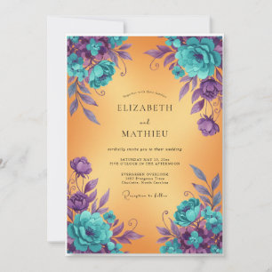 Invitación Boda Pintada de Plum Aquamarina