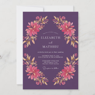Invitación Boda Pintada de Plum Warm Gold