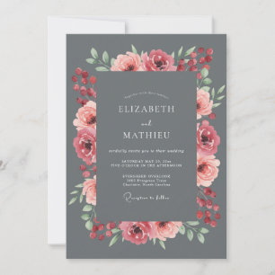 Invitación Boda Pintada de Polvo de Carbón Rosa