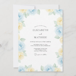 Invitación Boda Pintada de Primaveral Azul