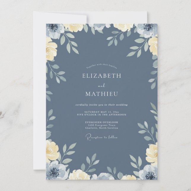Invitación Boda Pintada de Primaveral Pizarra (Anverso)
