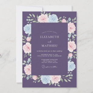 Invitación Boda Pintada de Ranunculus Violeta