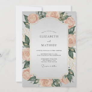 Invitación Boda Pintada de Rosa Albaricoque