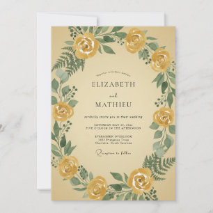 Invitación Boda Pintada de Rosa Amarilla