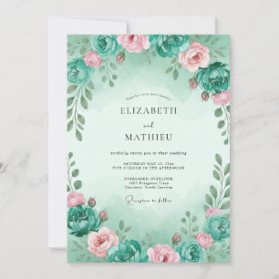 Invitación Boda Pintada de Rosa Menta