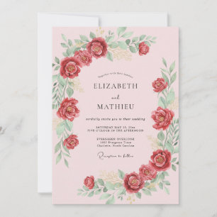 Invitación Boda Pintada de Rubí Carmesí