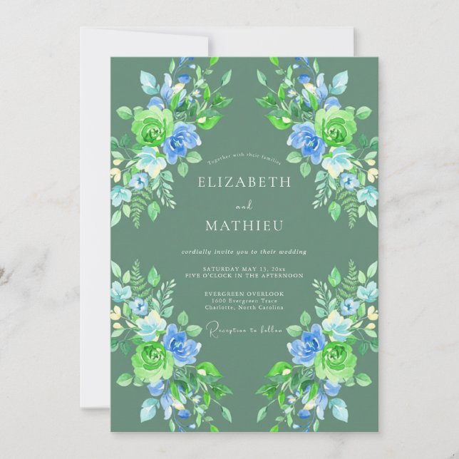 Invitación Boda Pintada de Salvia y Centaurea (Anverso)