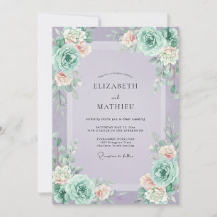 Invitación Boda Pintada de Suculentas Lilas