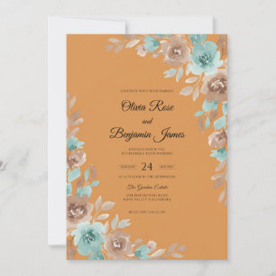 Invitación Boda Pintada de Terracota Aguamarina Silenciada
