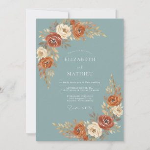 Invitación Boda Pintada de Terracota Cálida sobre Pizarra