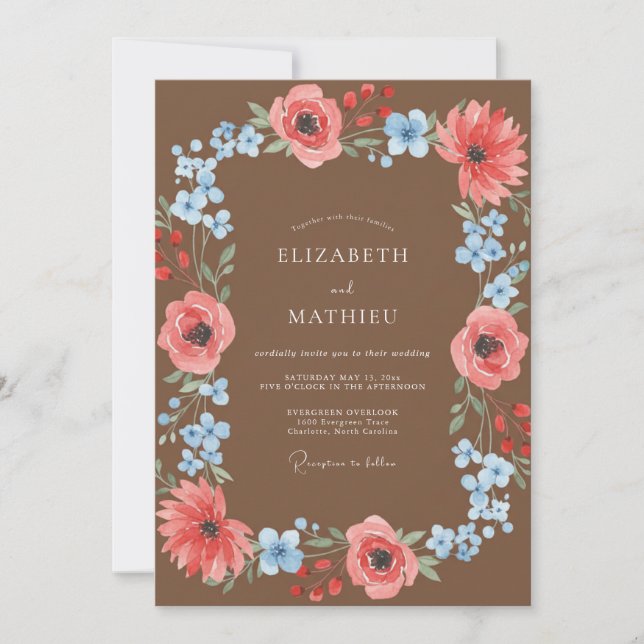 Invitación Boda Pintada de Terracota Cian (Anverso)