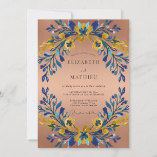 Invitación Boda Pintada de Terracota Cobalto