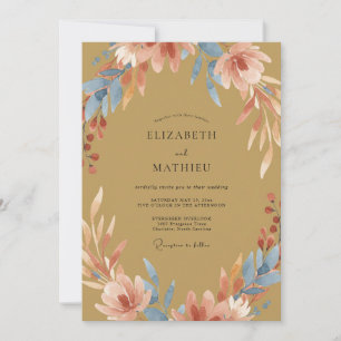 Invitación Boda Pintada de Terracota Dorada