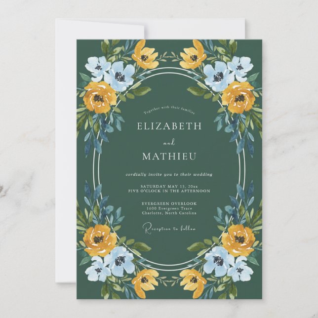 Invitación Boda Pintada de Vinca Dorada (Anverso)