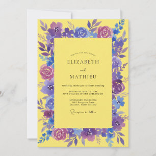 Invitación Boda Pintada de Violeta Amarillo