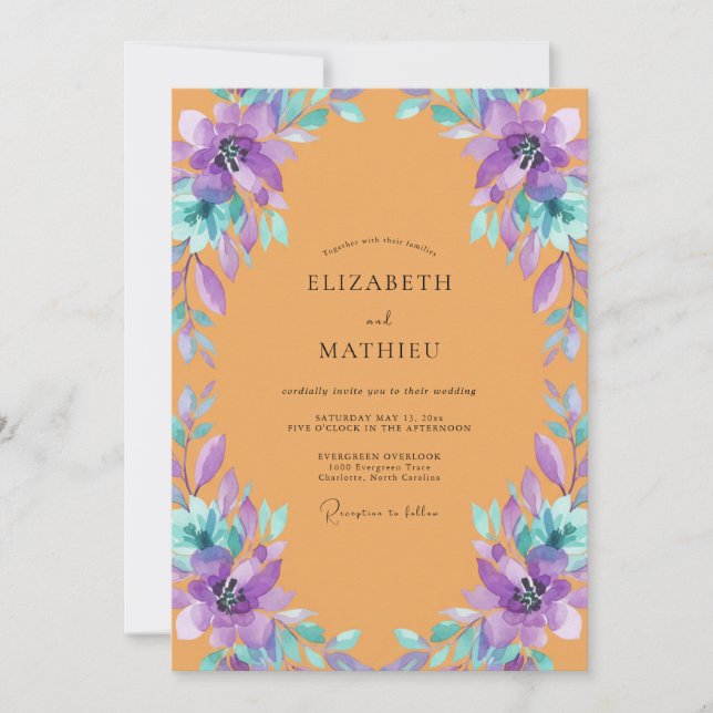 Invitación Boda Pintada de Violeta Ámbar (Anverso)