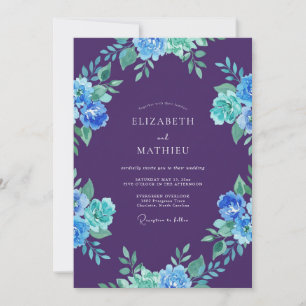 Invitación Boda Pintada de Violeta Azul