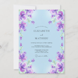 Invitación Boda pintada de violeta azur boho