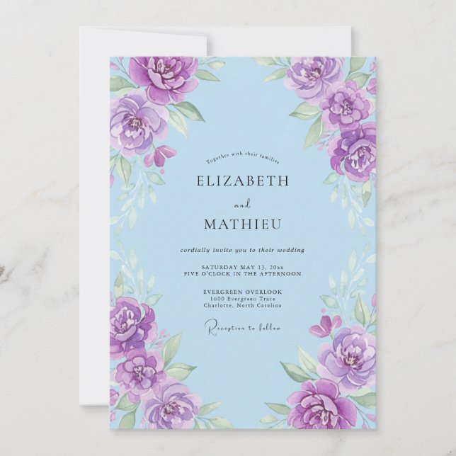 Invitación Boda Pintada de Violeta Carpería (Anverso)