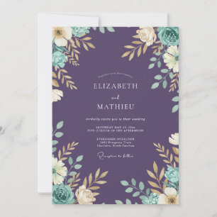 Invitación Boda Pintada de Violeta de Pradera y Menta