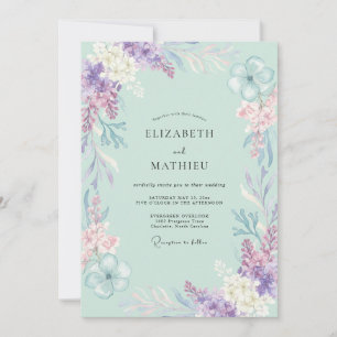 Invitación Boda Pintada de Violeta Espuma de Mar