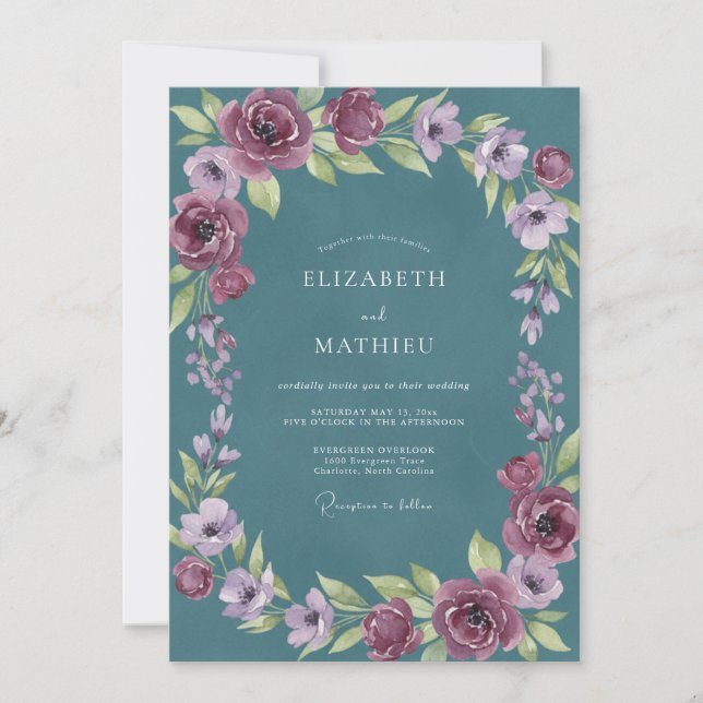 Invitación Boda Pintada de Violeta Pizarra (Anverso)