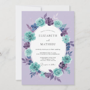 Invitación Boda Pintada de Violeta Teal