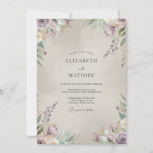 Invitación Boda Pintada de Violeta y Champán
