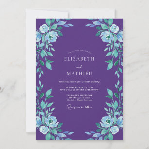 Invitación Boda Pintada de Violeta y Periwinkle