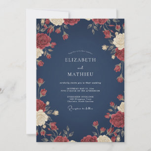 Invitación Boda Pintada de Zafiro Carmesí