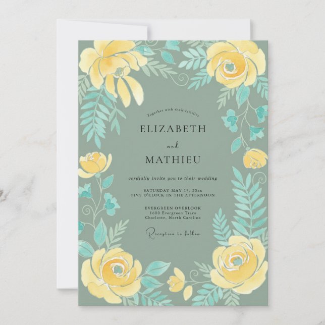 Invitación Boda Pintada en Pizarra Amarilla (Anverso)