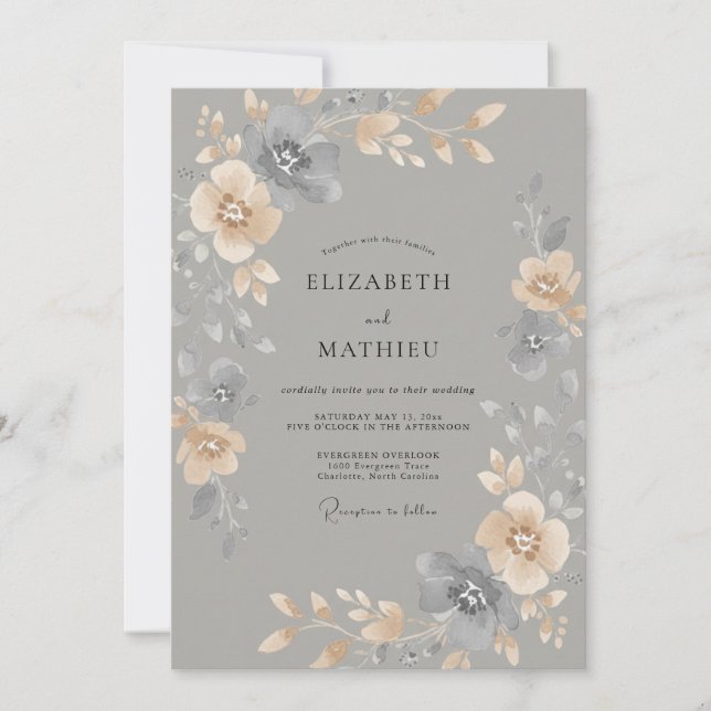 Invitación Boda Pintada en Pizarra Champán (Anverso)