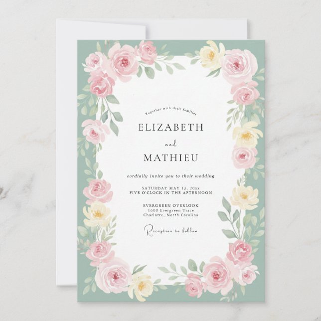 Invitación Boda Pintada en Rosa Salvia (Anverso)