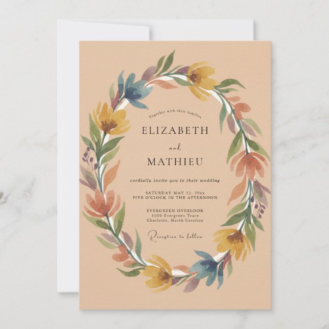 Invitación Boda Pintada en Terracota Ocre (Anverso)