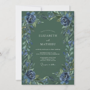 Invitación Boda Pintada Hunter Índigo