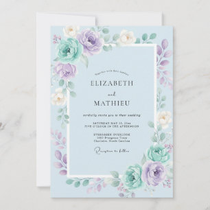 Invitación Boda Pintada Lila Caracola Dorada