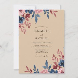 Invitación Boda Pintada Merlot de Medianoche
