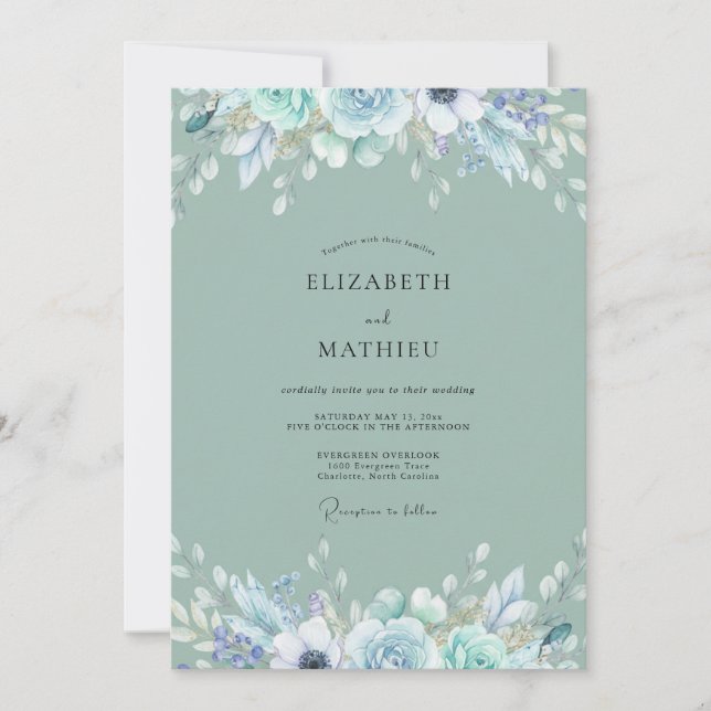 Invitación Boda Pintada Sábila Helada (Anverso)