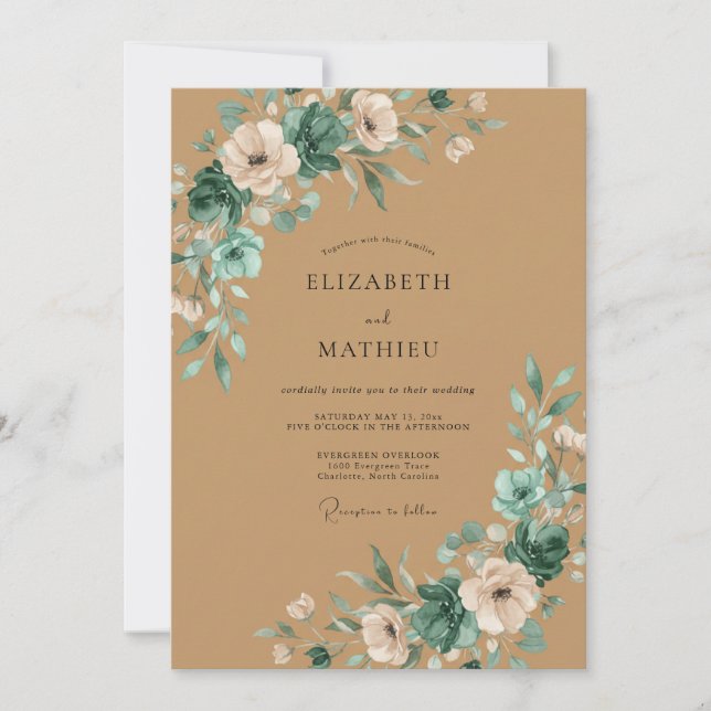 Invitación Boda Pintada Tan Aqua (Anverso)