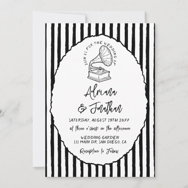 Invitación Boda pintado a mano de época (Anverso)