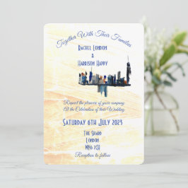 Invitación Boda pintado de arte de tinta abstracto en el City