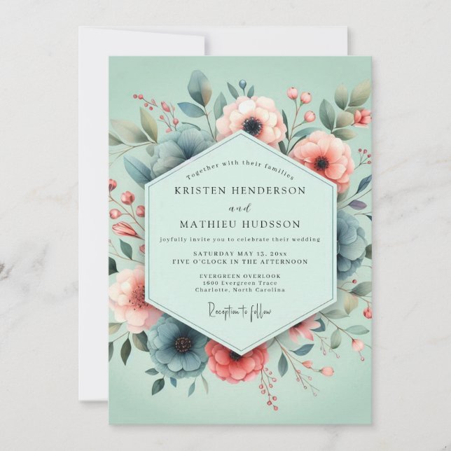 Invitación Boda Pintoresca Sage Blush (Anverso)