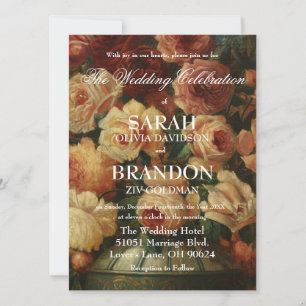 Invitación Boda Pintura Holandesa Antigua Romántica Oscura y 