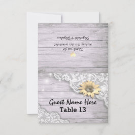 Invitación Boda Place Table Number Lace Sunflower Wood