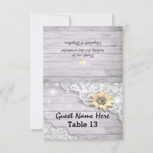 Invitación Boda Place Table Number Lace Sunflower Wood