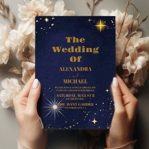 Invitación Boda Planetario Cúmulo de Galaxias Brillo Púrpura